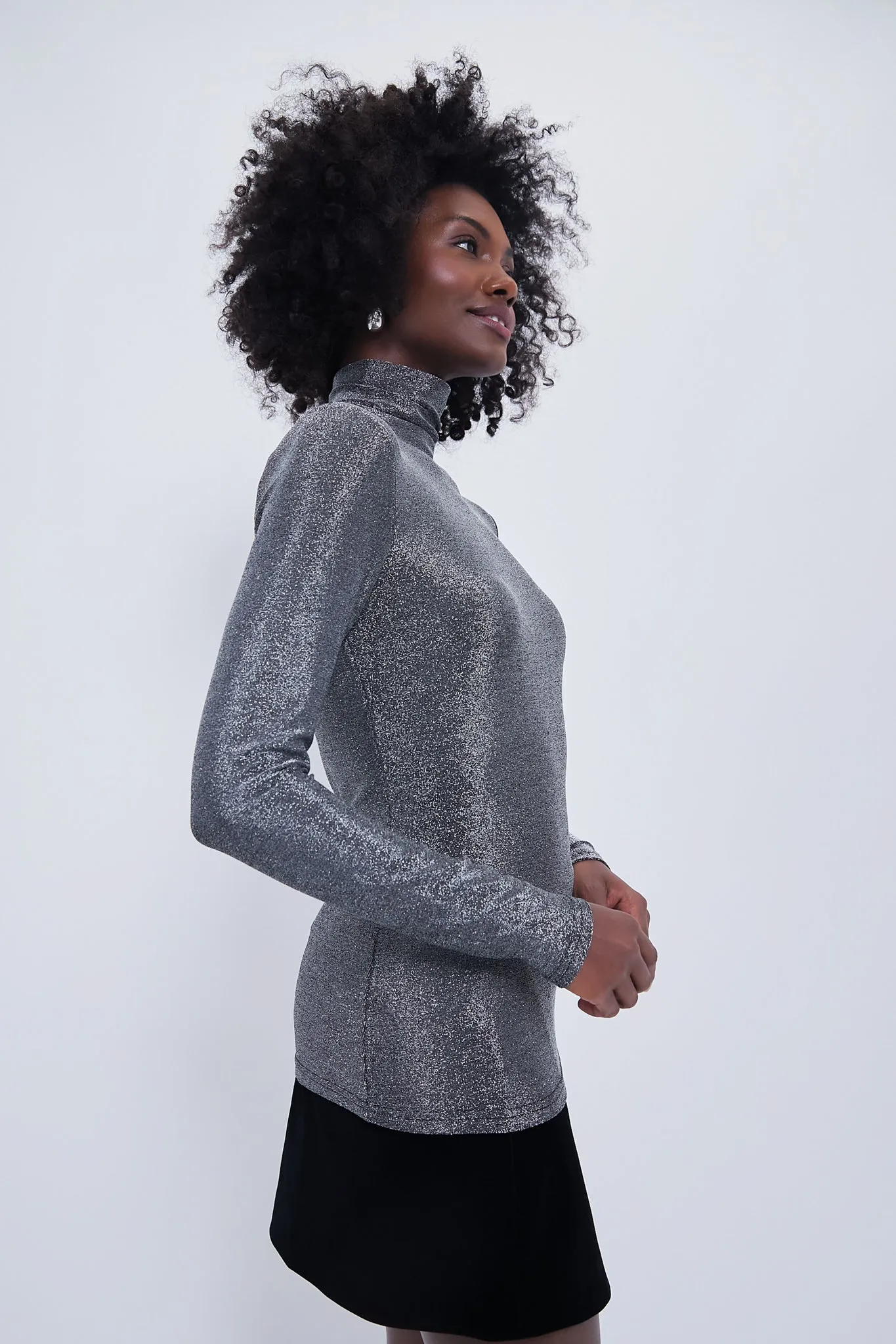 Silver Metallic Ellory Turtleneck