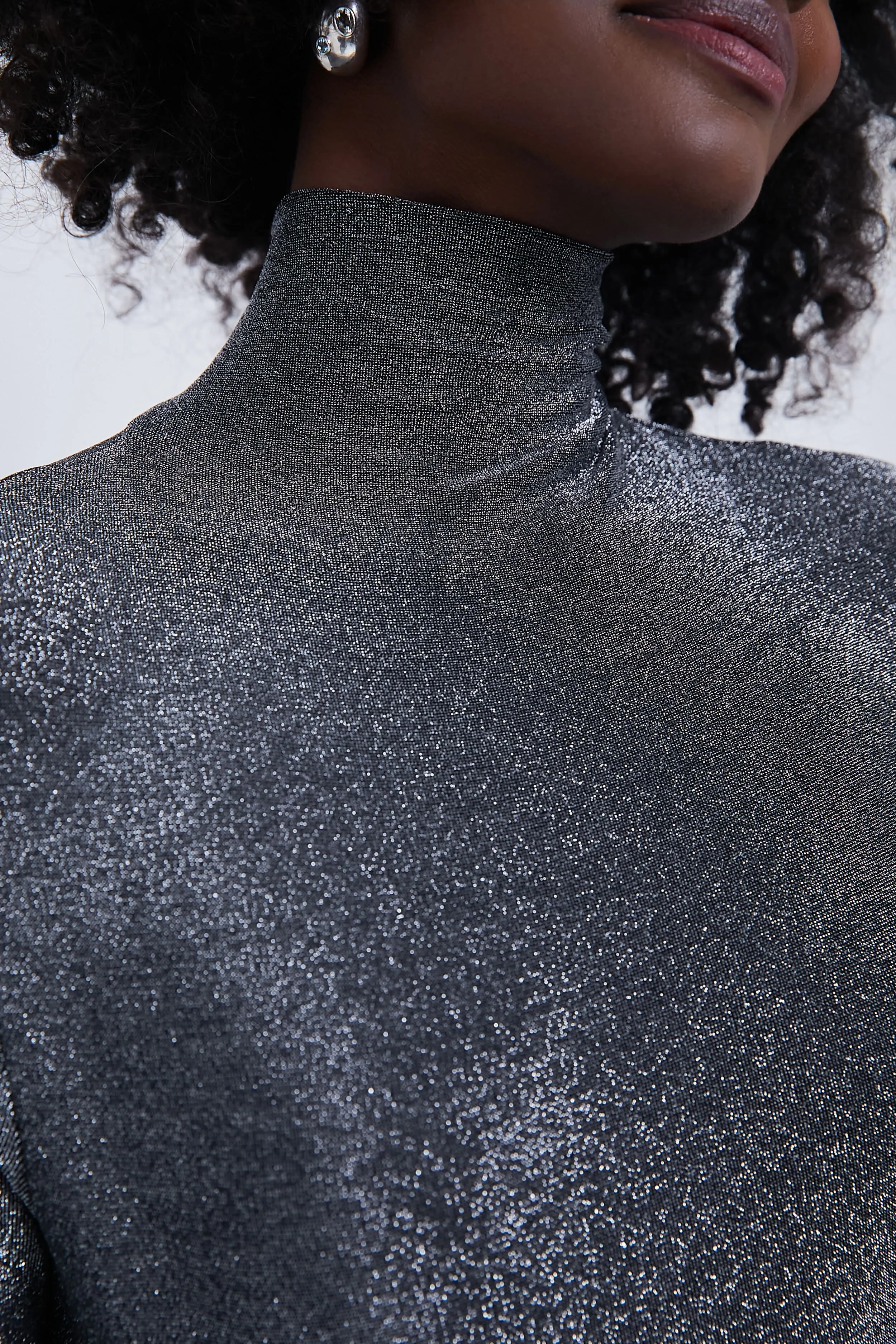 Silver Metallic Ellory Turtleneck