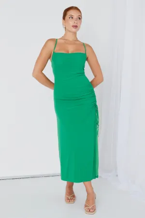 Siren Bright Green Ruched Side Party Dress