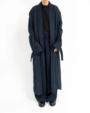 SS17 Dark Blue Belted Wool Coat