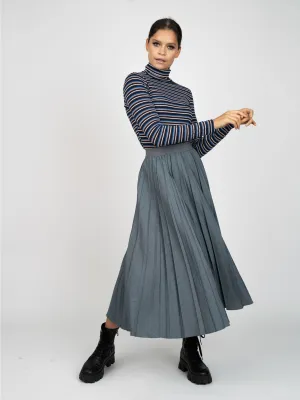 STRIPE RIBBED TURTLENECK-BLUE STRIPE