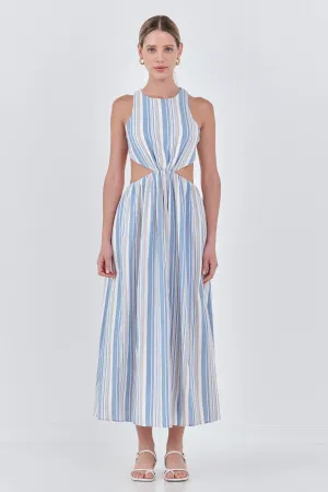 Striped Cut out Maxi Dress