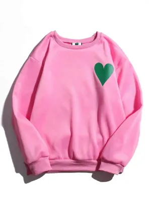 SXV  'LITTLE GREEN HEART SWEATSHIRT’ Printed Cool Aesthetic Sweatshirt