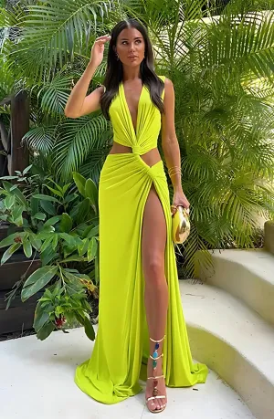 Talia | Loop Maxi Dress - Lime