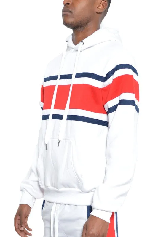 Three Stripe Pullover Hoodie in multiple colors