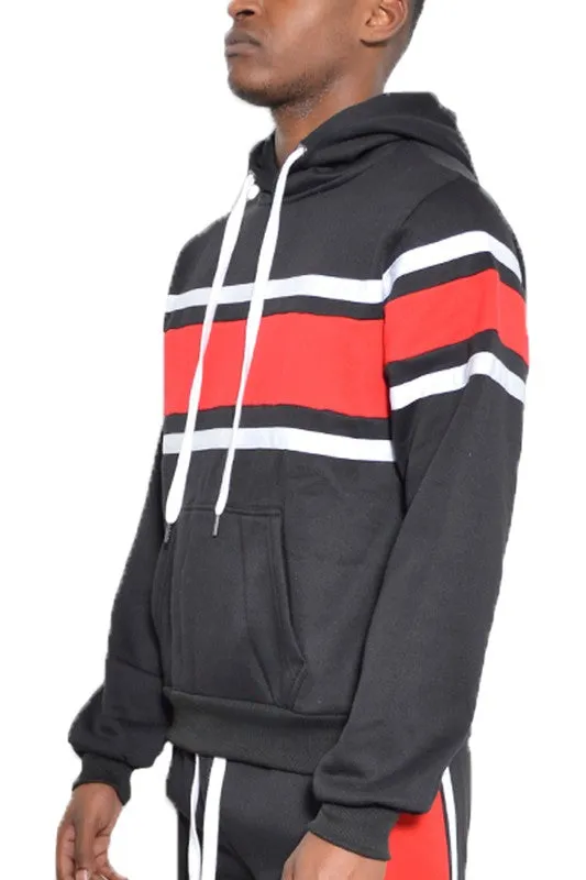 Three Stripe Pullover Hoodie in multiple colors