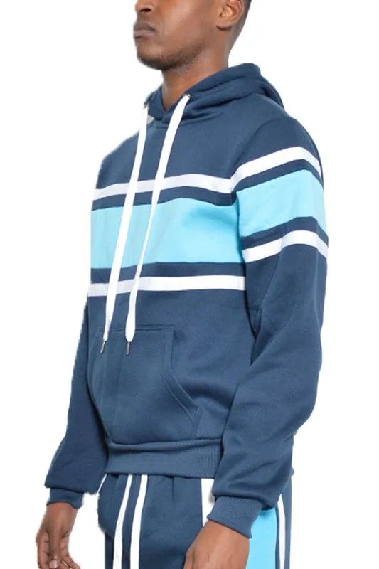 Three Stripe Pullover Hoodie in multiple colors