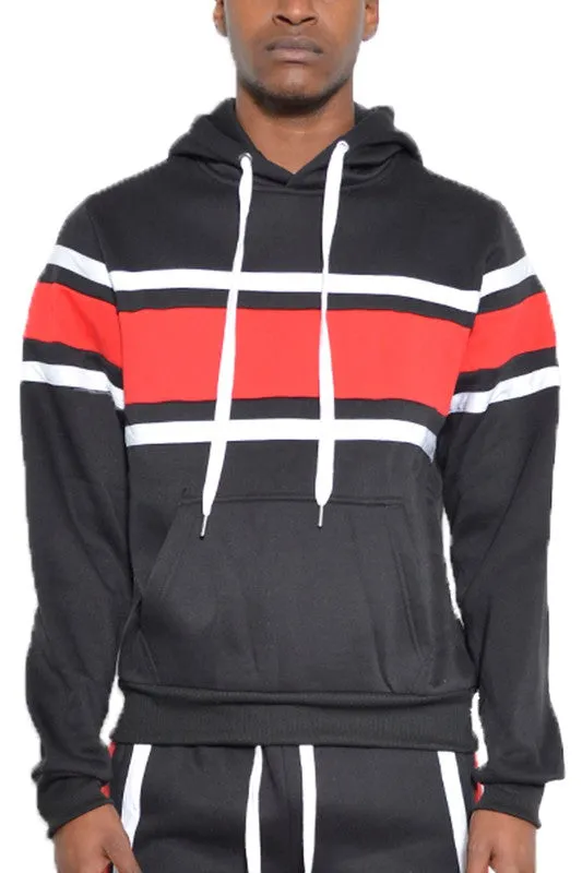 Three Stripe Pullover Hoodie in multiple colors