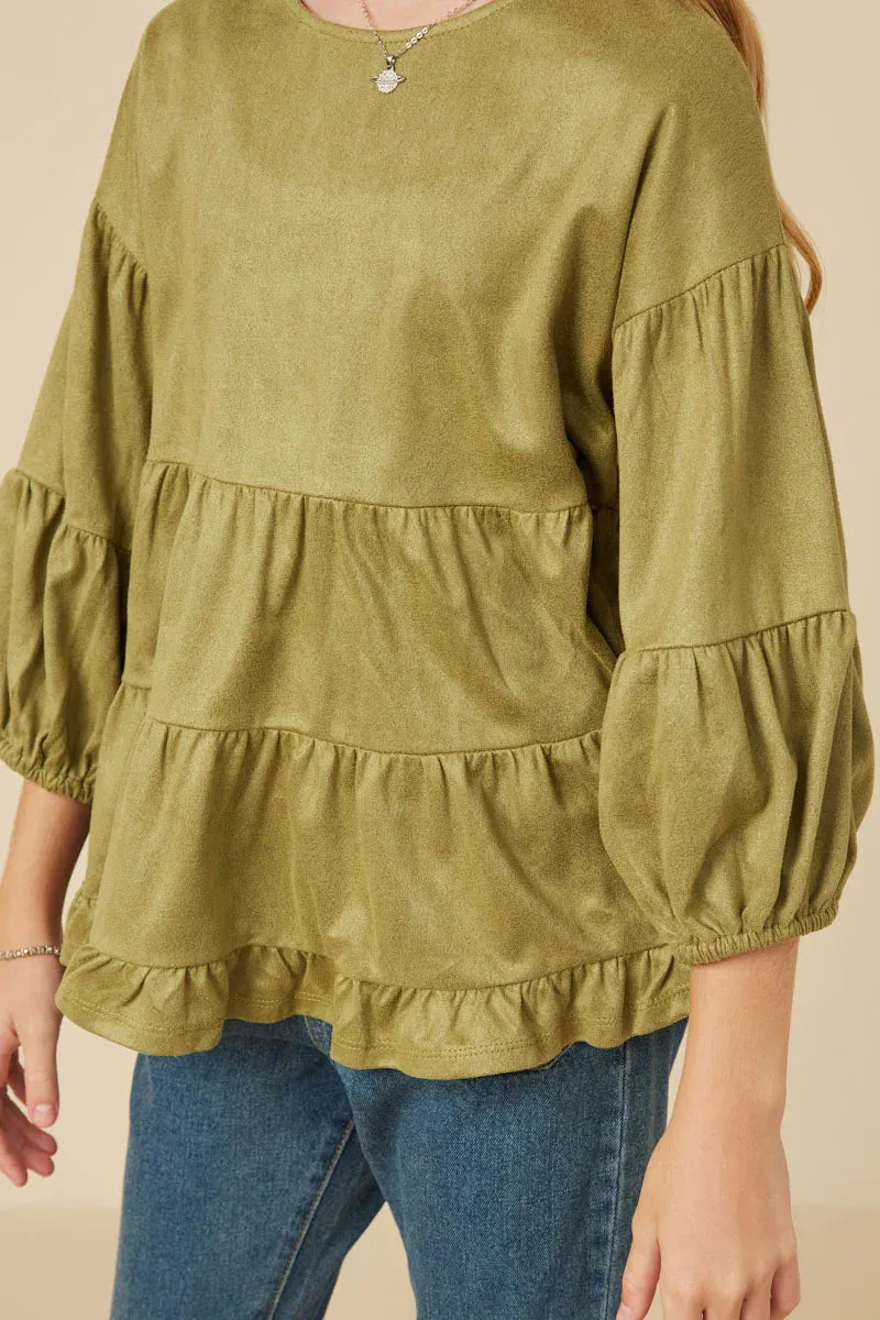 Timeless Tiered Suede Girl's Top