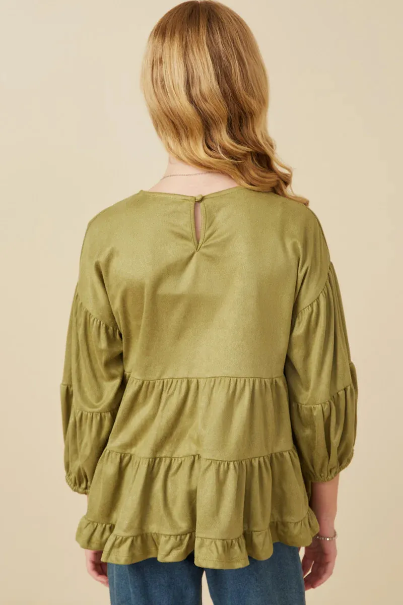 Timeless Tiered Suede Girl's Top