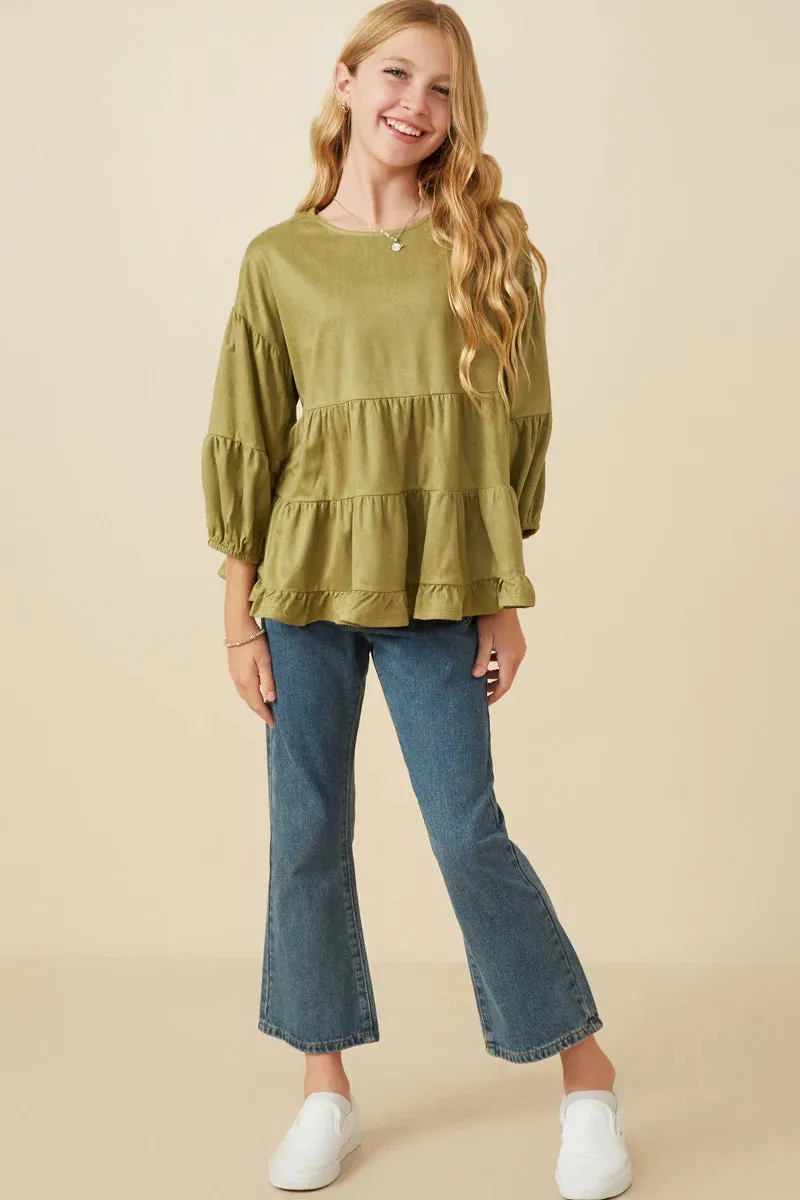 Timeless Tiered Suede Girl's Top