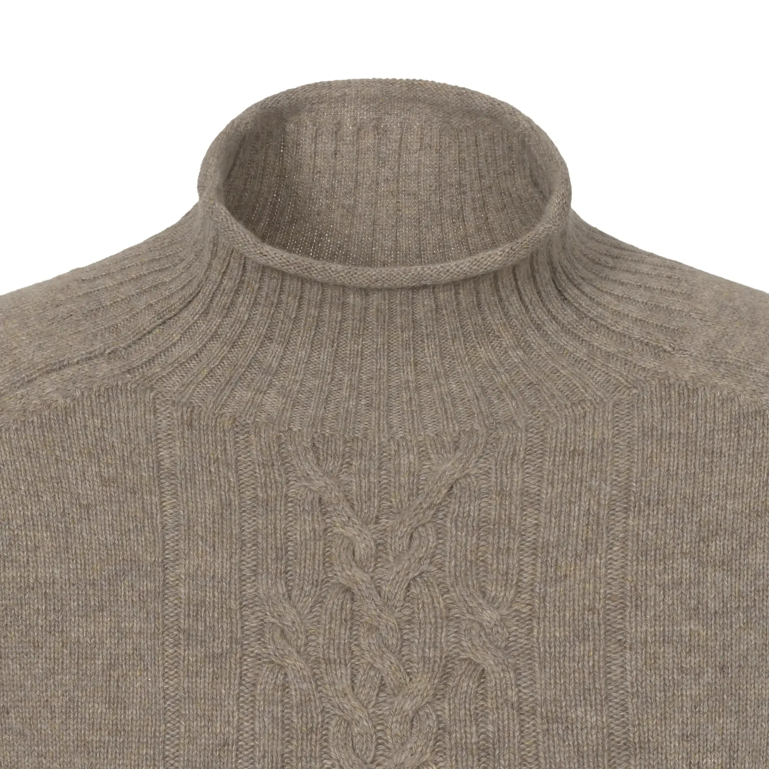 Turtleneck Cashmere Sweater in Light Brown