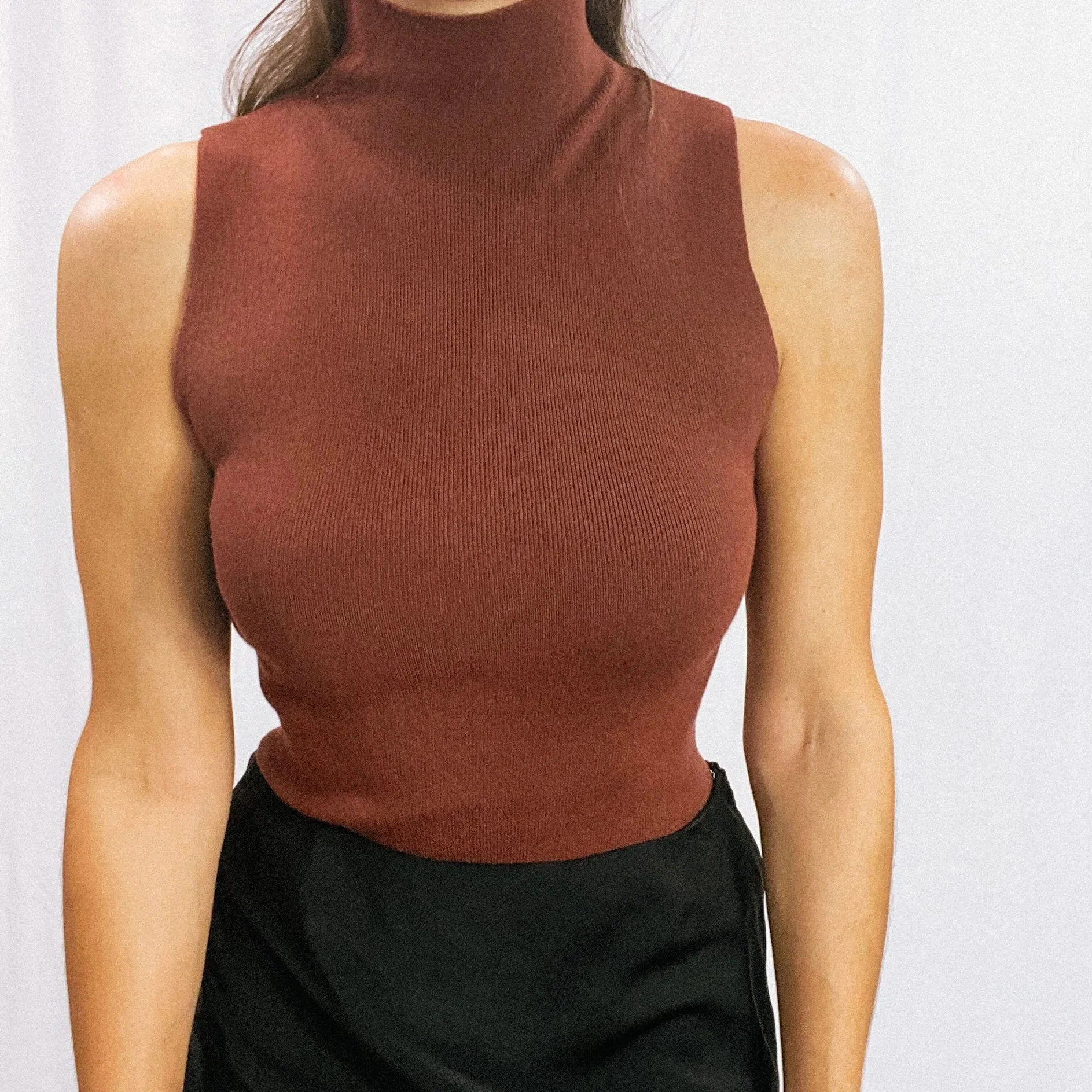 Turtleneck Tank Bodysuit - Burgundy