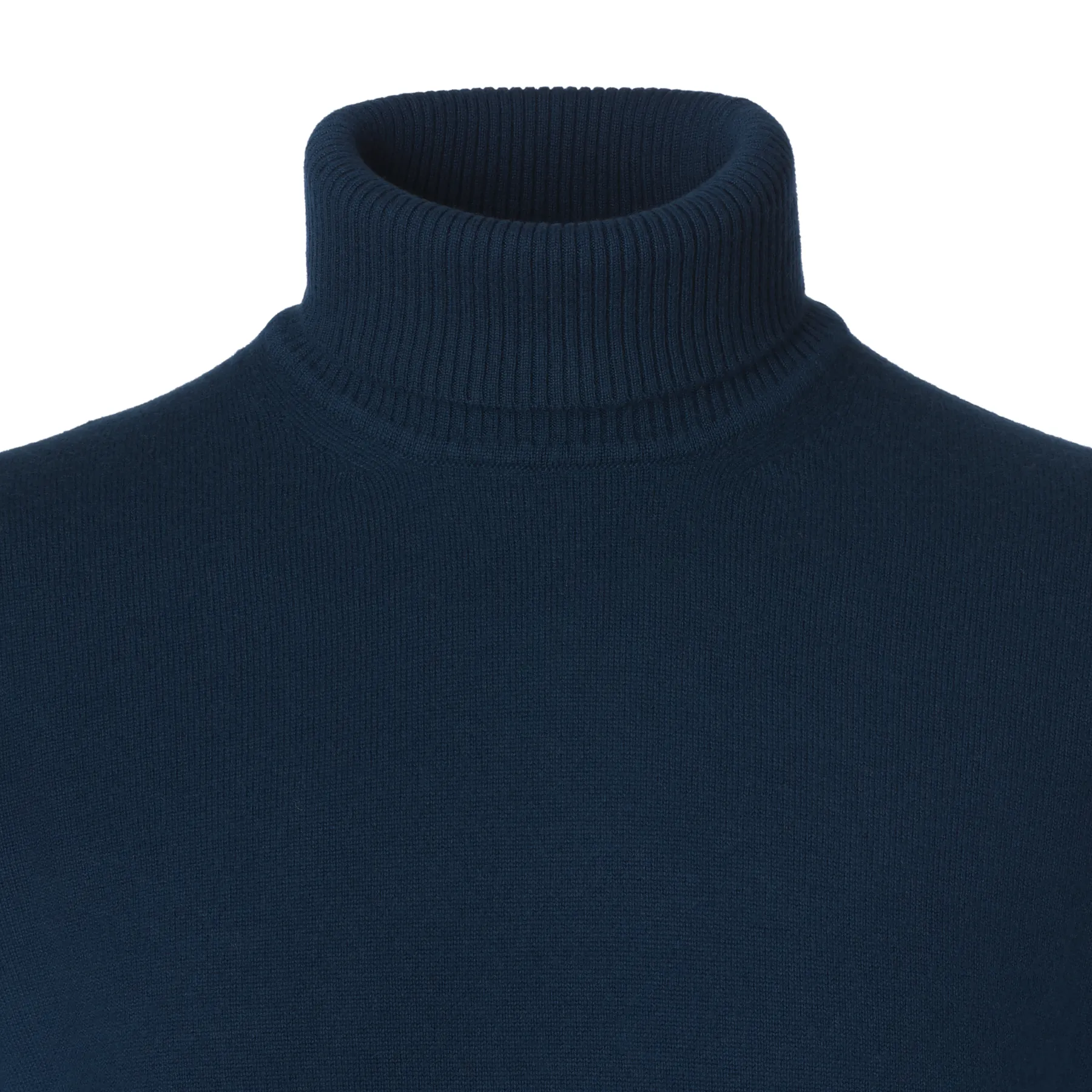 Turtleneck Virgin Wool and Cashmere-Blend Sweater in Navy Blue