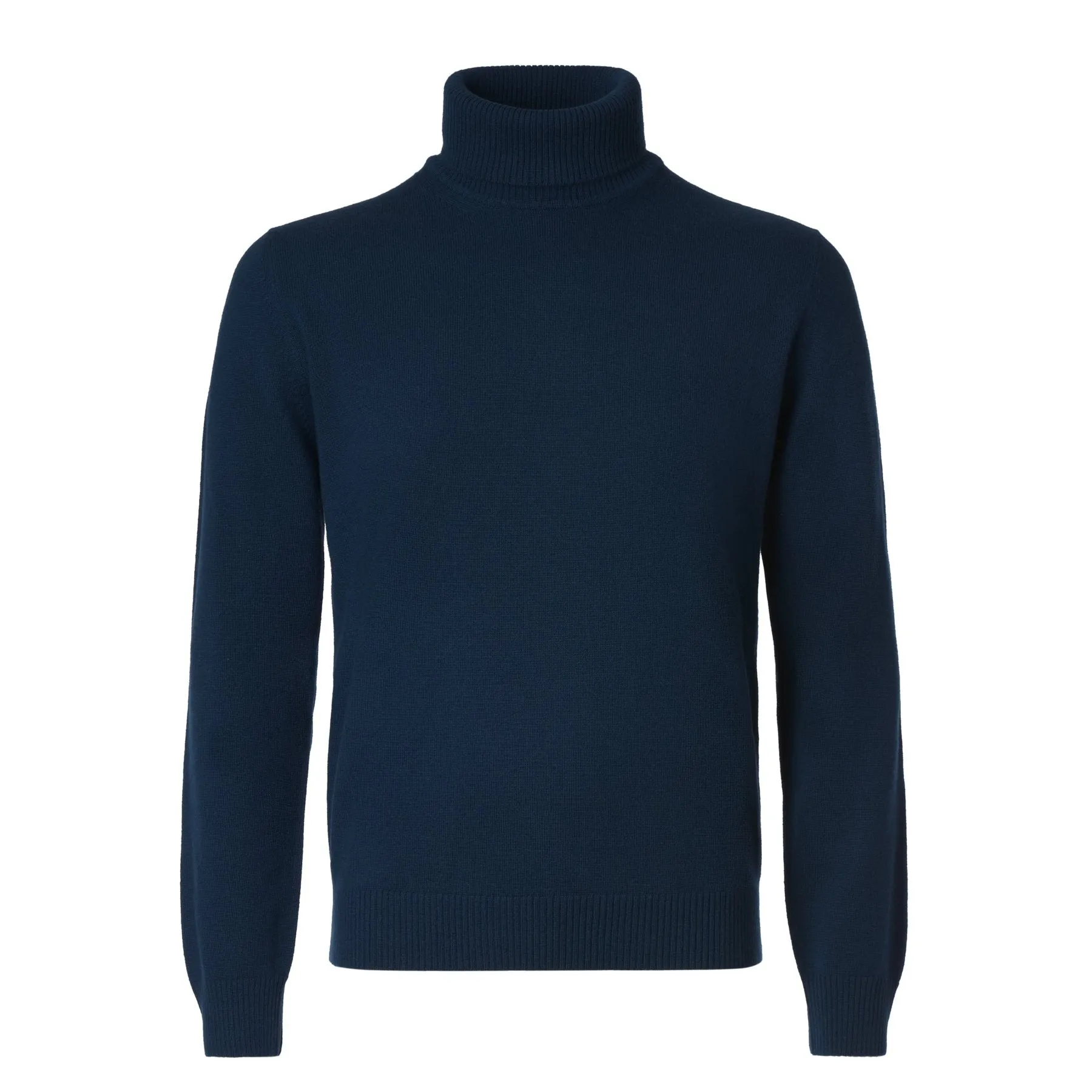 Turtleneck Virgin Wool and Cashmere-Blend Sweater in Navy Blue