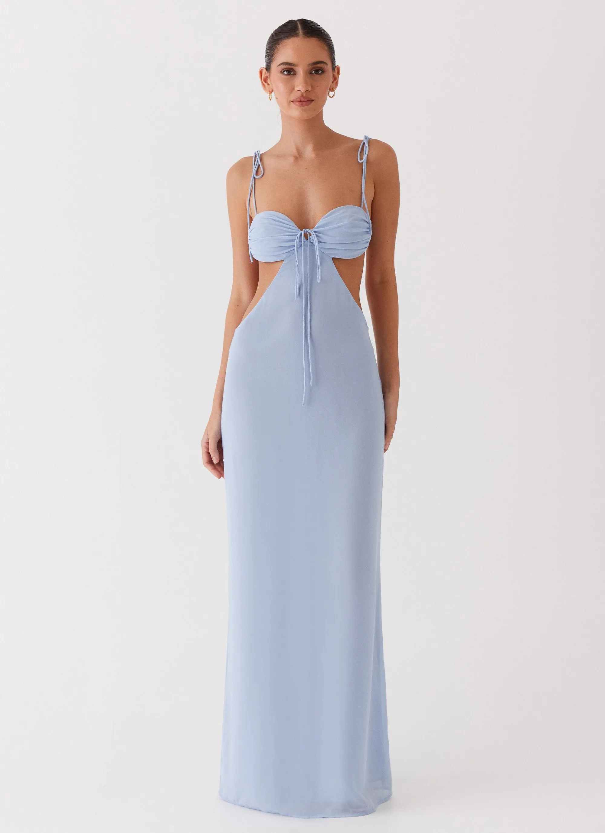 Tyra Ruched Maxi Dress - Blue