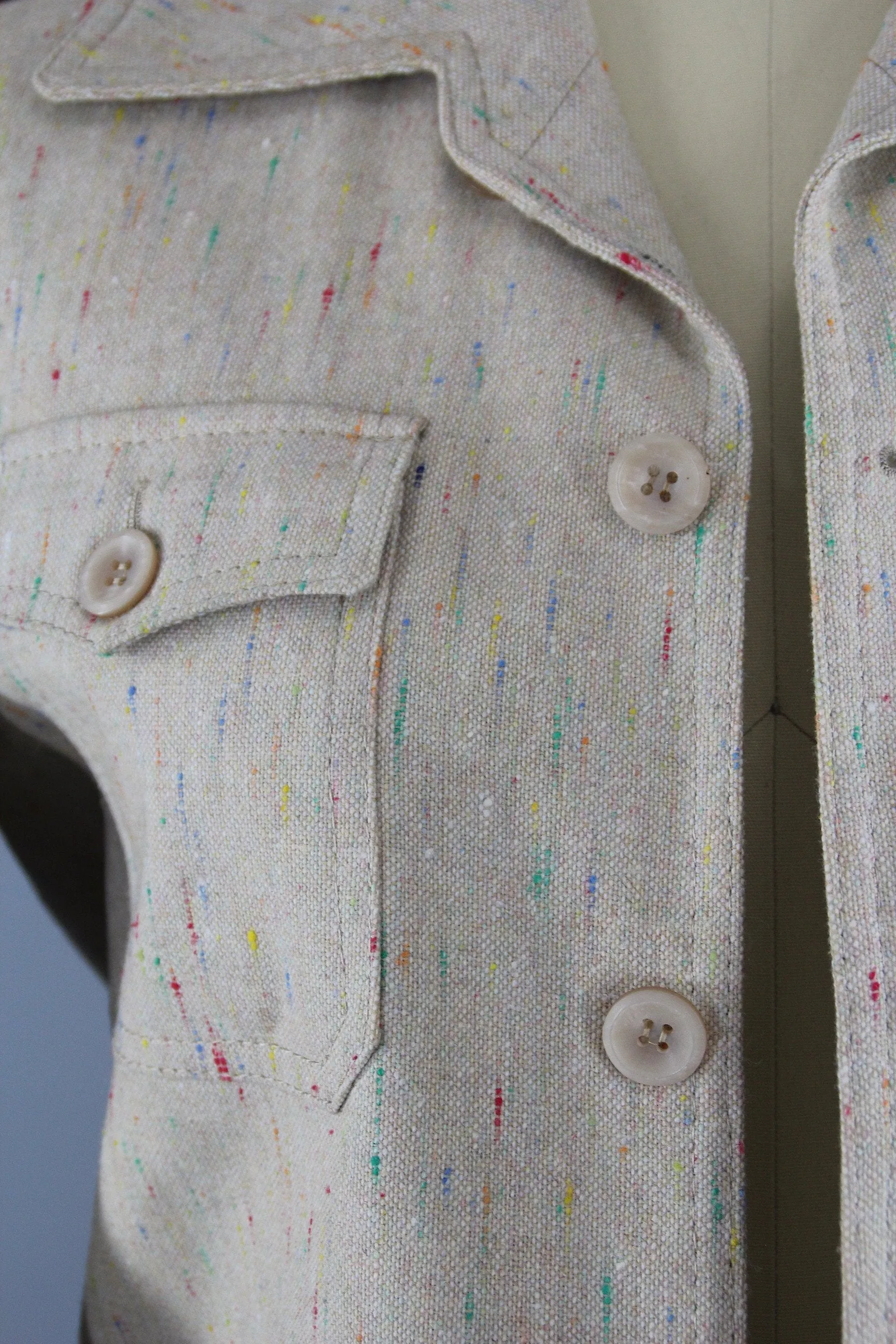 Vintage 1980s Jacket / Beige Linen