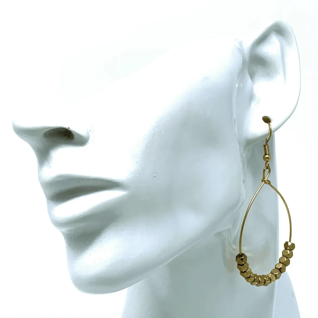 Worn Gold Beaded Hoop Earrings